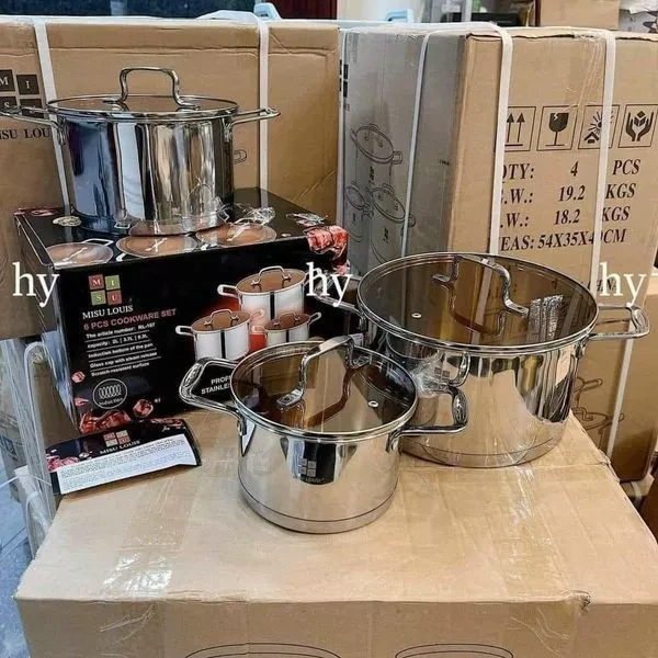 Hình ảnh sản phẩm Bộ 3 nồi Misu Louis nhập khẩu Đức inox 304, bắt nhanh, đáy 5 lớp tỏa nhiệt - Giá ưu đãi 575.000