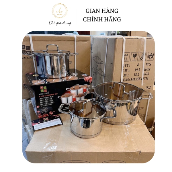 Hình ảnh sản phẩm Bộ 3 nồi Misu Louis nhập khẩu Đức inox 304, bắt nhanh, đáy 5 lớp tỏa nhiệt - Giá ưu đãi 575.000