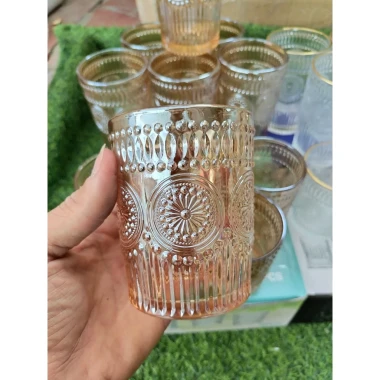 Bộ 6 cốc thủy tinh vân hình đồng tiền cao cấp kèm hộp, giá chỉ 75k