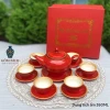 Bộ ấm chén men Hỏa Biến Bát Tràng - ấm trà đỏ 350ml & 500ml, giá ưu đãi 475k 4