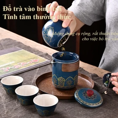 Bộ Ấm Chén Trà Du Lịch Gốm Sứ Thiết Kế Vali Sang Trọng Chống Va Đập Giá 210k 5