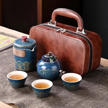 Bộ Ấm Chén Trà Du Lịch Gốm Sứ Thiết Kế Vali Sang Trọng Chống Va Đập Giá 210k 11