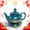 Bộ Ấm Chén Uống Trà Bát Tràng Cao Cấp Xanh Mallard Mạ Vàng 12K – Giá 520.000, Đổi 1 3