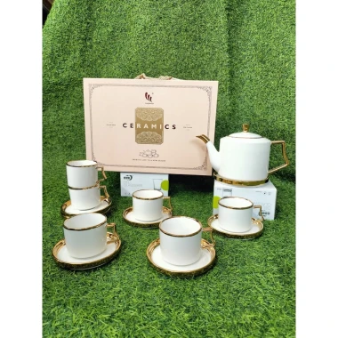 Bộ Ấm Trà Sứ Cao Cấp 6 Chén - Giảm 284k Còn 235k - Họa Tiết Độc Lạ Kèm Hộp