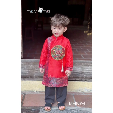 Bộ áo dài cách tân cho bé trai mẫu khánh long diện lễ tết năm mới biểu diễn đẹp từ 10-40kg hàng thiết kế cao cấp 3