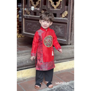 Bộ áo dài cách tân cho bé trai mẫu khánh long diện lễ tết năm mới biểu diễn đẹp từ 10-40kg hàng thiết kế cao cấp 4