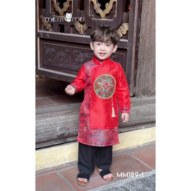 Bộ áo dài cách tân cho bé trai mẫu khánh long diện lễ tết năm mới biểu diễn đẹp từ 10-40kg hàng thiết kế cao cấp 5