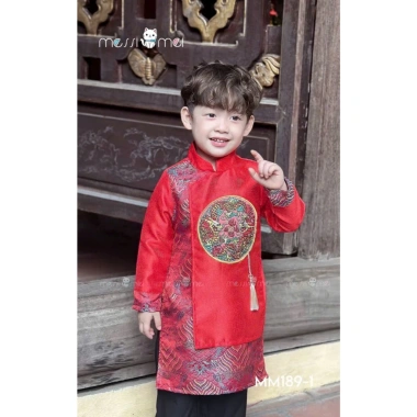 Bộ áo dài cách tân cho bé trai mẫu khánh long diện lễ tết năm mới biểu diễn đẹp từ 10-40kg hàng thiết kế cao cấp 6