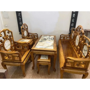 Bộ Bàn Ghế Móc Mỏ Gỗ Gụ Quảng Bình 6 món Giá Rẻ 56 Triệu - Vân Cực Đẹp 2