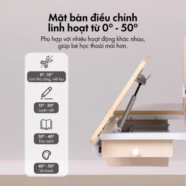 Bộ Bàn Học Thông Minh Chống Gù Cận DERGO LEO E120 - Giảm 500K - Nâng Hạ Độ Cao Cho Bé 6 Bộ Bàn Học Thông Minh Chống Gù Cận DERGO LEO E120 - Giảm 500K - Nâng Hạ Độ Cao Cho Bé 6