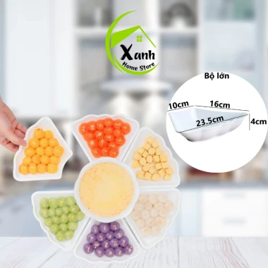 Bộ bát đĩa nhựa hoa mặt trời Việt Nhật, dùng cúng, trắng, giá ưu đãi 78.000 4