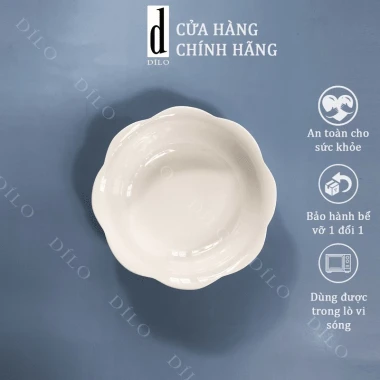 Bộ bát đĩa sứ Hoa mặt trời trắng trơn - Set bát dĩa trang trí đẹp Dílo, vỡ 1 đổi 1