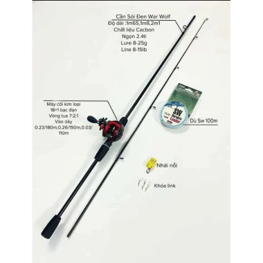 Bộ Cần Lure Máy Ngang Sói Đen Chất Lượng Cao Giảm Giá 56000đ - Tải Cá 1-9kg Full Phụ Kiện 16 Bộ Cần Lure Máy Ngang Sói Đen Chất Lượng Cao Giảm Giá 56000đ - Tải Cá 1-9kg Full Phụ Kiện 16