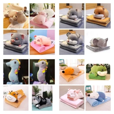 Bộ chăn gối văn phòng hình thú FHC286 - Giảm giá chỉ còn 89k, siêu đáng yêu, giao hàng nhanh
