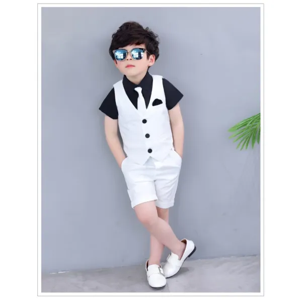 Ảnh sản phẩm Bộ Com Lê Vest Bé Trai Công Tử Sang Chảnh Giảm Giá 245k - Tặng Áo Thun Cổ Sơ Mi