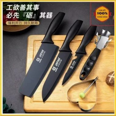 Bộ Dao 5 Món JAPAN ASAKH Thép Không Gỉ Đen Nhám Cao Cấp - Giá Chỉ 19k (Tiết Kiệm 3800) 10 Bộ Dao 5 Món JAPAN ASAKH Thép Không Gỉ Đen Nhám Cao Cấp - Giá Chỉ 19k (Tiết Kiệm 3800) 10