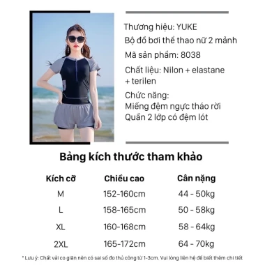Bộ đồ bơi nữ 2 mảnh YUKE-8038 - Kín đáo, co giãn 4 chiều, khô nhanh giá chỉ 329k 3