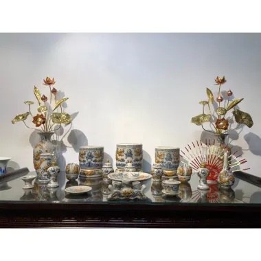 Bộ Đồ Thờ Cúng Cao Cấp Bát Tràng - Choé Thờ Cúng Men Rạn Rồng Hoa Sen Giá Rẻ 157500đ 10