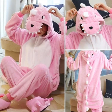 ?Bộ Đồ Thú Khủng Long Xanh Cho Người Lớn,Đồ ngủ hoạt hình dễ thương,Bộ Đồ Khủng Long Hồng Cho Nam Và Nữ Chất Mềm Mịn 5
