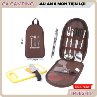 Bộ Dụng Cụ Nấu Ăn Camping 8 Món Tiện Lợi - Giá Cắm Trại Dã Ngoại Chỉ 316k 2