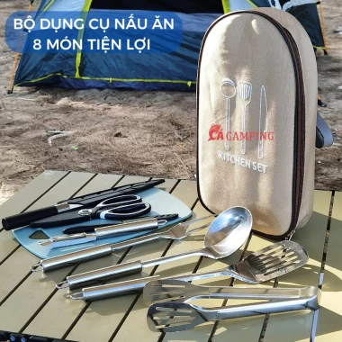 Bộ Dụng Cụ Nấu Ăn Camping 8 Món Tiện Lợi - Giá Cắm Trại Dã Ngoại Chỉ 316k 3