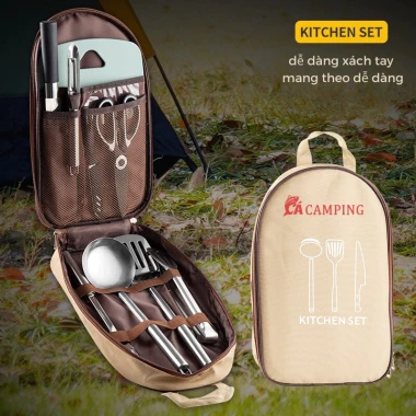 Bộ Dụng Cụ Nấu Ăn Camping 8 Món Tiện Lợi - Giá Cắm Trại Dã Ngoại Chỉ 316k 5