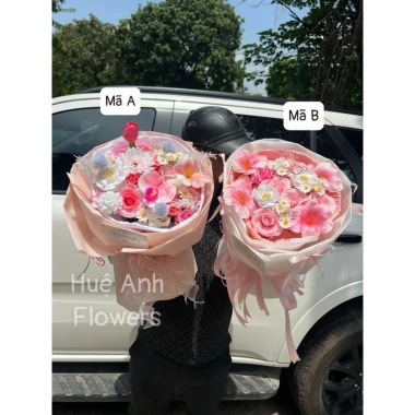 Bó hoa sáp Korea Twin tặng thiệp và đèn LED 2m - Hoa lâu tươi, giá 259k 2