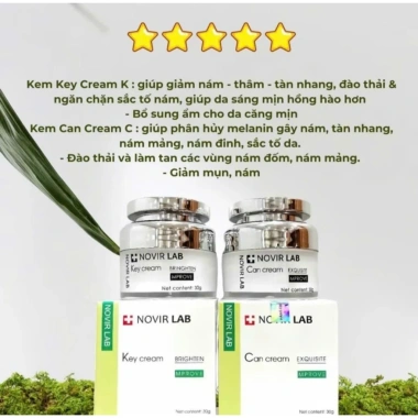 Bộ Kem Ngày & Đêm Key Cream C & Key Cream K – Phân Huỷ Nám | Dưỡng Trắng | Phục Hồi Da – Novir Lab Hàn Quốc