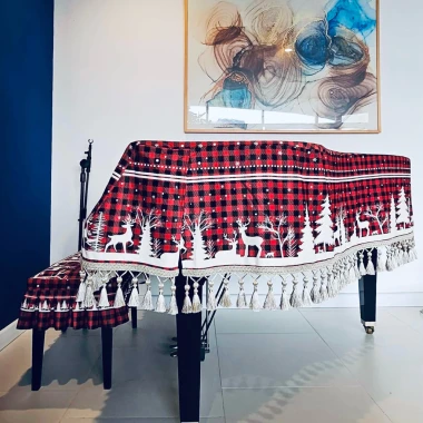 Bộ Khăn Phủ Đàn Grand Piano Họa Tiết Cây Thông Trắng và Tuần Lộc 2,695,000 VND