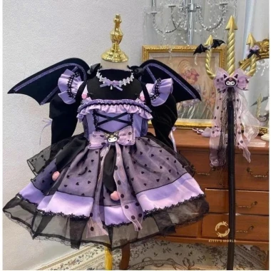 Bộ Kuromi Gothic Cho Bé Gái, Đầm Công Chúa Cánh Đầm Hoạt Hình Giá 385k Giảm 22% 3