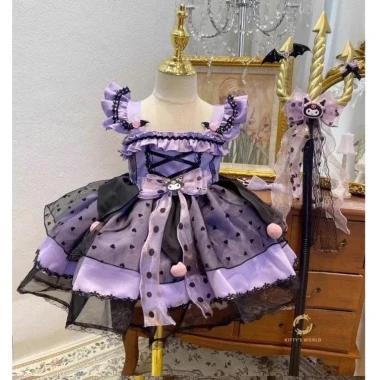 Bộ Kuromi Gothic Cho Bé Gái, Đầm Công Chúa Cánh Đầm Hoạt Hình Giá 385k Giảm 22% 4