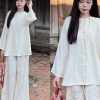 Bộ lam gấm dài tay, set đồ đi chùa cài cúc cổ tròn Tết 2.026 Giá ưu đãi 289.100