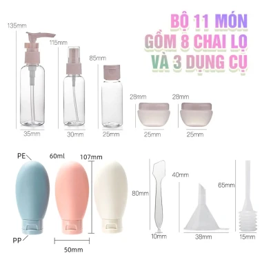 Bộ Lọ Chiết Mỹ Phẩm Du Lịch Chống Rò Rỉ Kèm Túi - Giảm 20% - 42900đ 16