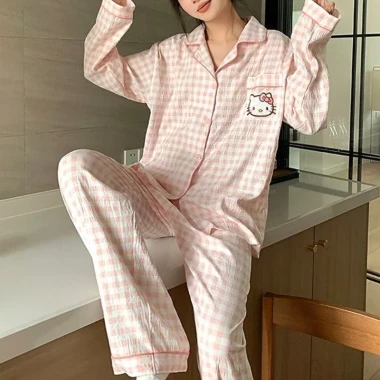 Bộ ngủ pyjama dài, đồ ngủ mùa hè thu đông họa tiết dễ thương, giảm giá hấp dẫn 146.000