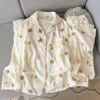 Bộ ngủ pyjama dài, đồ ngủ mùa hè thu đông họa tiết dễ thương, giảm giá hấp dẫn 146.000