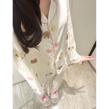 Bộ ngủ pyjama dài, đồ ngủ mùa hè thu đông họa tiết dễ thương, giảm giá hấp dẫn 146.000