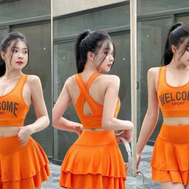 Bộ Váy Bèo Tầng Thể Thao Co Giãn Tập Aerobic, Zumba, Dance, Bơi Giá Rẻ Chỉ 128k 3