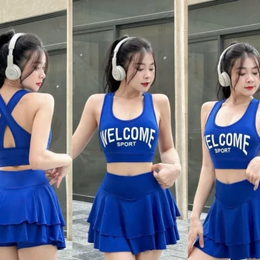 Bộ Váy Bèo Tầng Thể Thao Co Giãn Tập Aerobic, Zumba, Dance, Bơi Giá Rẻ Chỉ 128k 4