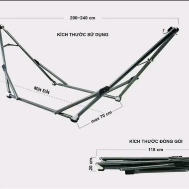 Bộ Võng Xếp Người Lớn Phi 32 Chịu Lực 200kg - Khung Có Túi Đựng - Giảm Giá 349600 VND 3
