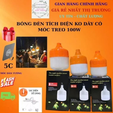 Bóng Đèn Tích Điện Siêu Sáng 100W Móc Treo - Freeship - Giá Chỉ 13k (Có Voucher Khách Mới) 2