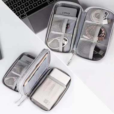 BOOCEAN Túi lưu trữ kỹ thuật số 2 lớp xếp cáp, ổ cứng, tai nghe sạc, chống nước