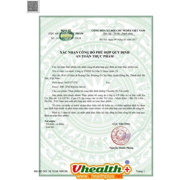 Hình ảnh sản phẩm Bột Dinh Dưỡng VHEALTH Hương Trà Xanh và Socola - Chính Hãng, Giảm Giá 249.000