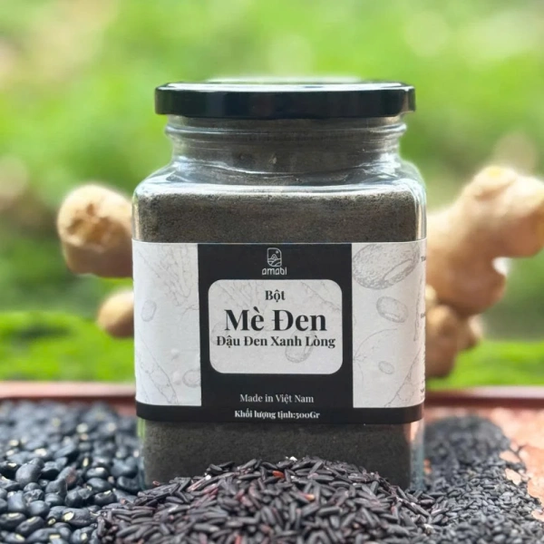 Hình ảnh sản phẩm Bột mè đen đậu đen xanh Lòng Amabi - Thức uống đẹp da, đen tóc, tăng lợi sữa tự nhiên 130k