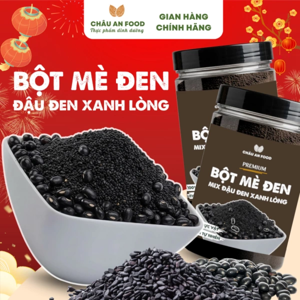 Hình ảnh sản phẩm Bột Mè Đen Mix Đậu Đen Xanh Lòng Không Đường CHÂU AN FOOD Không Pha Trộn, Không Chất Bảo Quản Giàu Dinh Dưỡng 500g