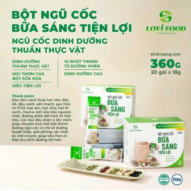 Bột ngũ cốc LoviFood 360g - Dinh dưỡng ăn sáng, giảm cân hiệu quả, giá 168k