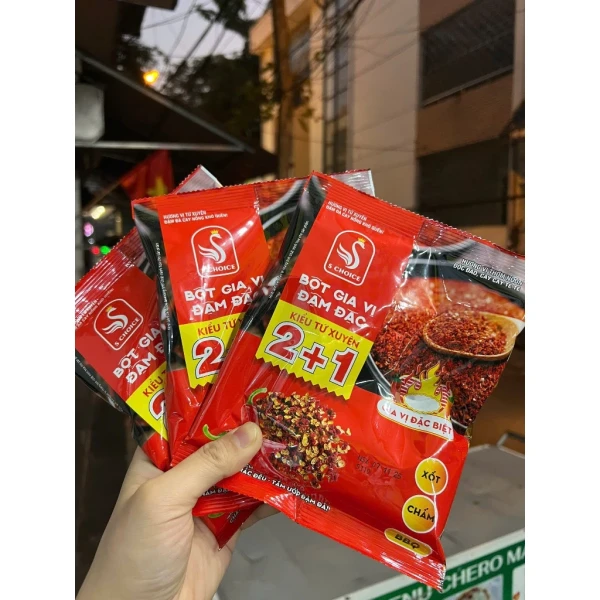 Hình ảnh sản phẩm Bột ớt Tứ Xuyên đậm đà 2+1, cay nóng chấm lạp xưởng, xúc xích, chỉ 12.000 – ưu đãi