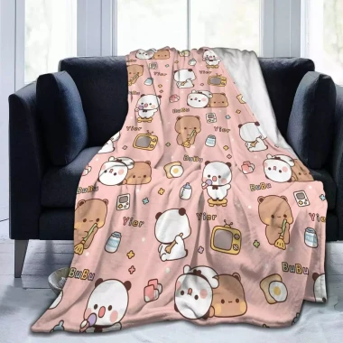 Bubu Dudu Gấu Trúc Gấu Hoạt Hình Chăn Flannel Thu Đông Dễ Thương Nghệ Thuật Đa Năng Nhẹ Ném Chăn Cho Du Lịch 2