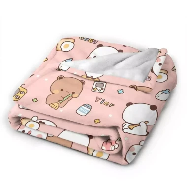 Bubu Dudu Gấu Trúc Gấu Hoạt Hình Chăn Flannel Thu Đông Dễ Thương Nghệ Thuật Đa Năng Nhẹ Ném Chăn Cho Du Lịch 5