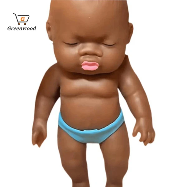 Hình ảnh sản phẩm Búp bê trẻ em màu đen GRA Dễ dàng làm sạch Đồ chơi bóp em bé Đồ chơi búp bê Fidget để giảm căng thẳng Di động Trẻ sơ sinh trắng đen với phụ kiện quần lót có thể tháo rời Hoàn hảo cho trẻ em