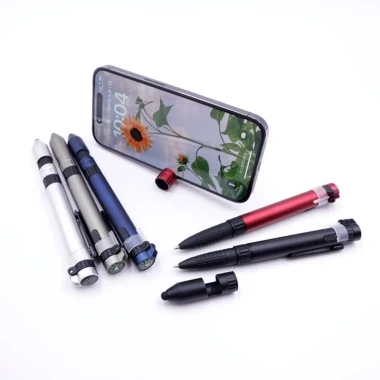 Bút đa chức năng SPDD, Bút bi 6 trong 1 Bút đèn pin, La bàn khẩn cấp Giá đỡ điện thoại di động Bút tuốc nơ vít nhỏ gọn Du lịch